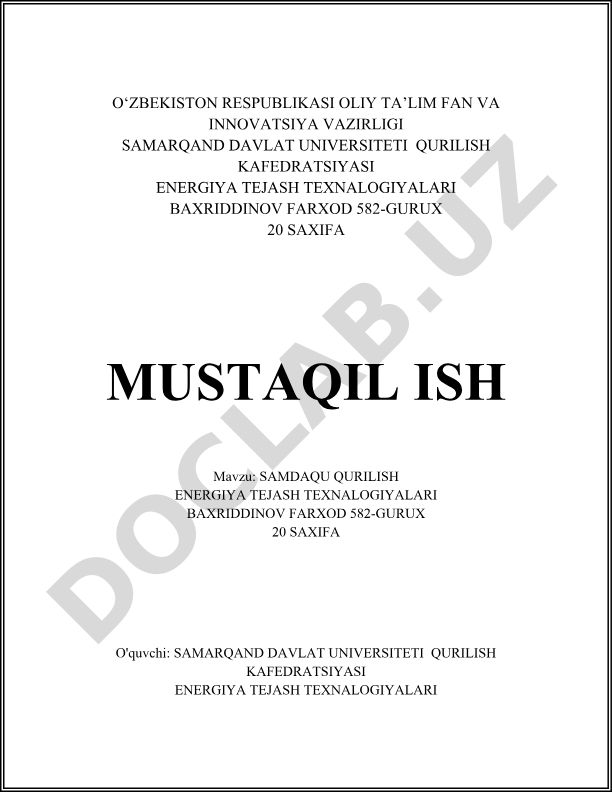 Samdaqu qurilish energiya tejash texnologiyalari