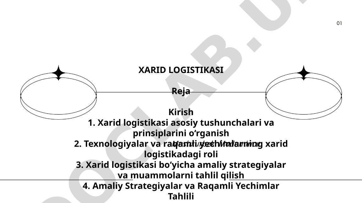 Xarid logistikasi asosiy tushunchalari va raqamli yechimlar