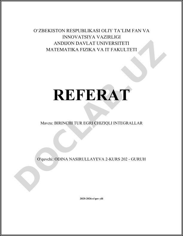 Birinchi tur egri chiziqli integrallar