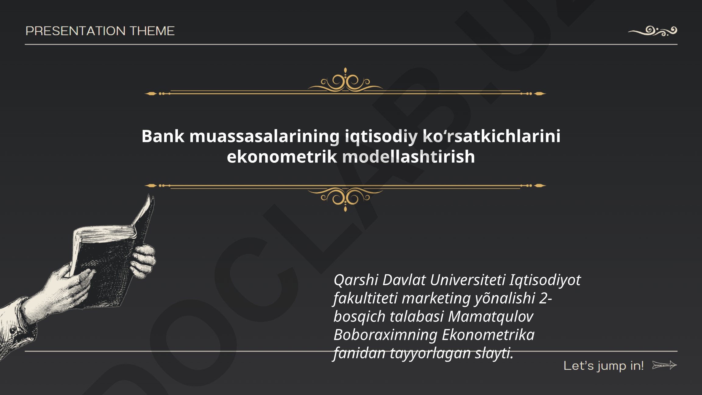 Bank muassasalarining iqtisodiy ko'rsatkichlarini ekonometrik modellashtirish