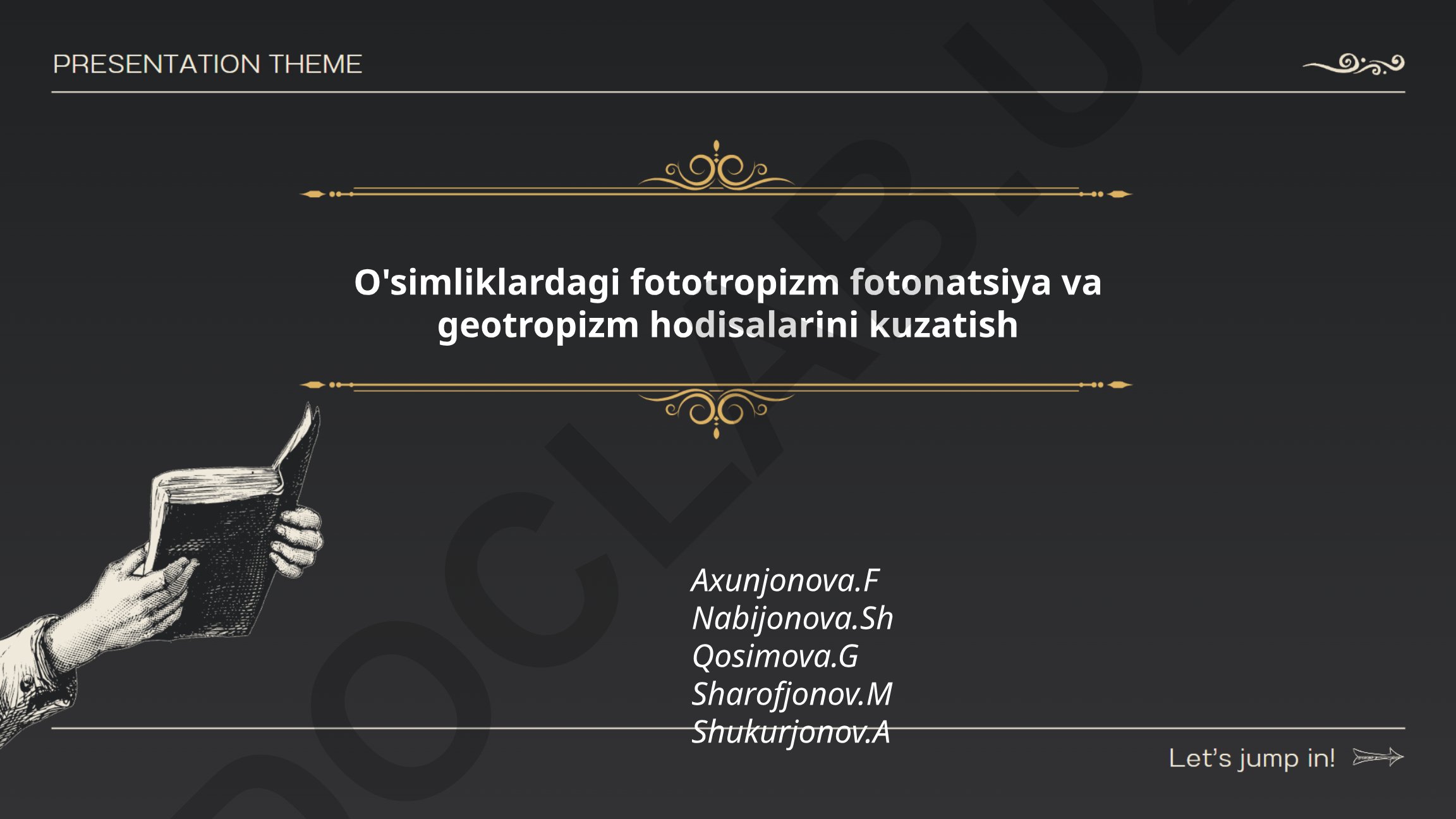 O'simliklardagi fototropizm, fotonatsiya va geotropizm hodisalarini kuzatish