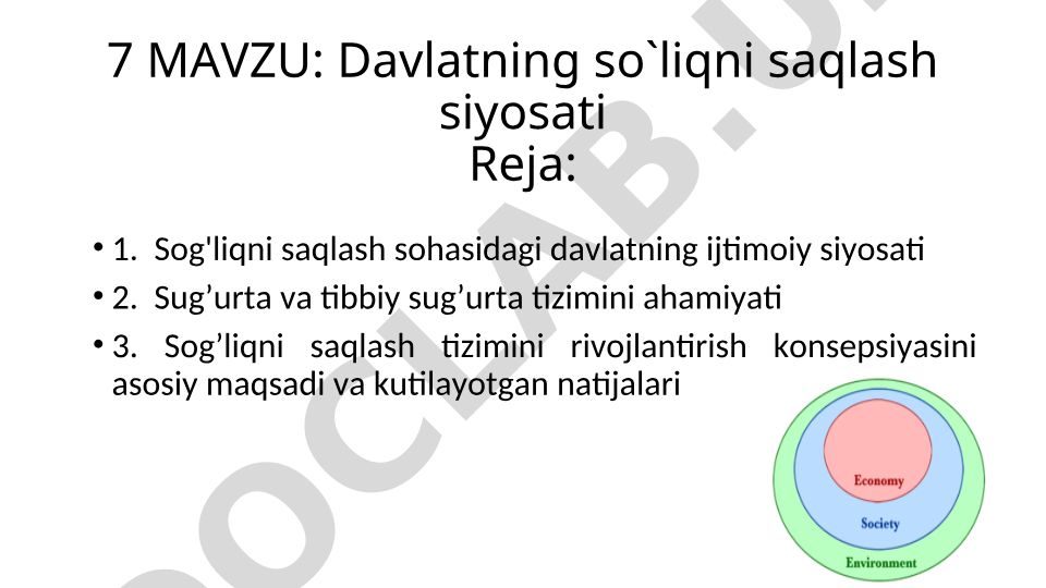 Davlatning so`liqni saqlash siyosati