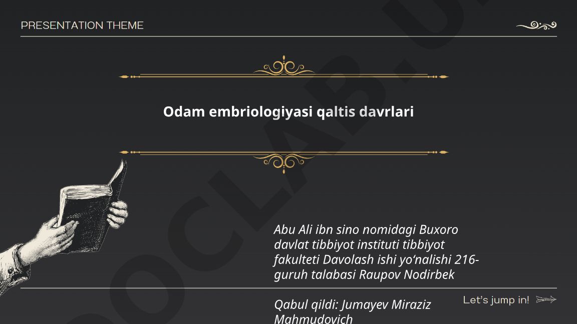 Odam embriologiyasi qaltis davrlari
