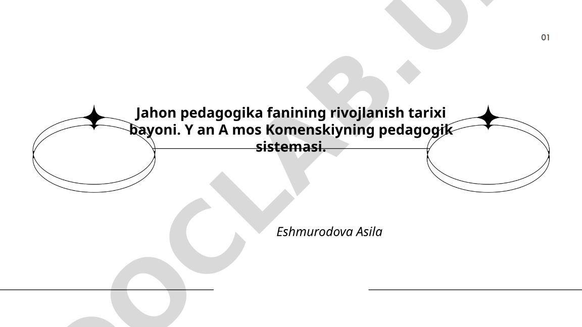 Jahon pedagogika fanining rivojlanish tarixi va Jan Amos Komenskiyning pedagogik sistemasi