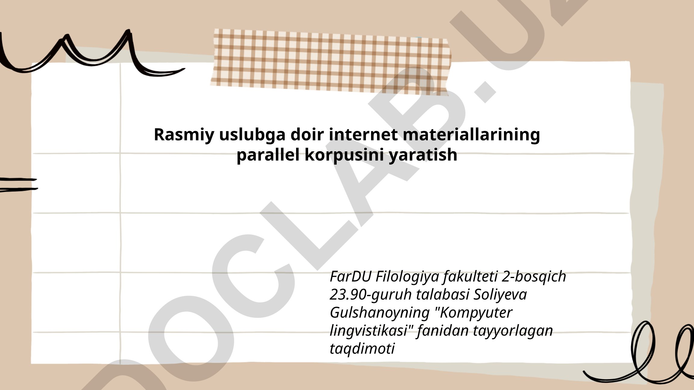 Rasmiy uslubga doir internet materiallarining parallel korpusini yaratish