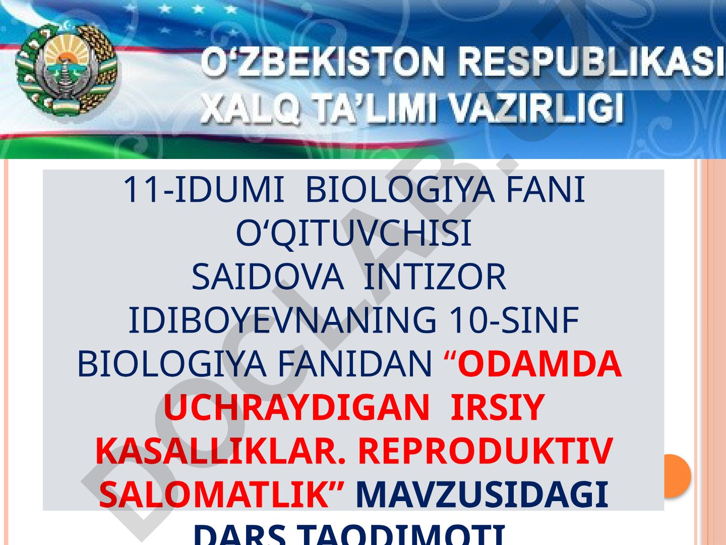 Odamda uchraydigan irsiy kasalliklar va reproduktiv salomatlik