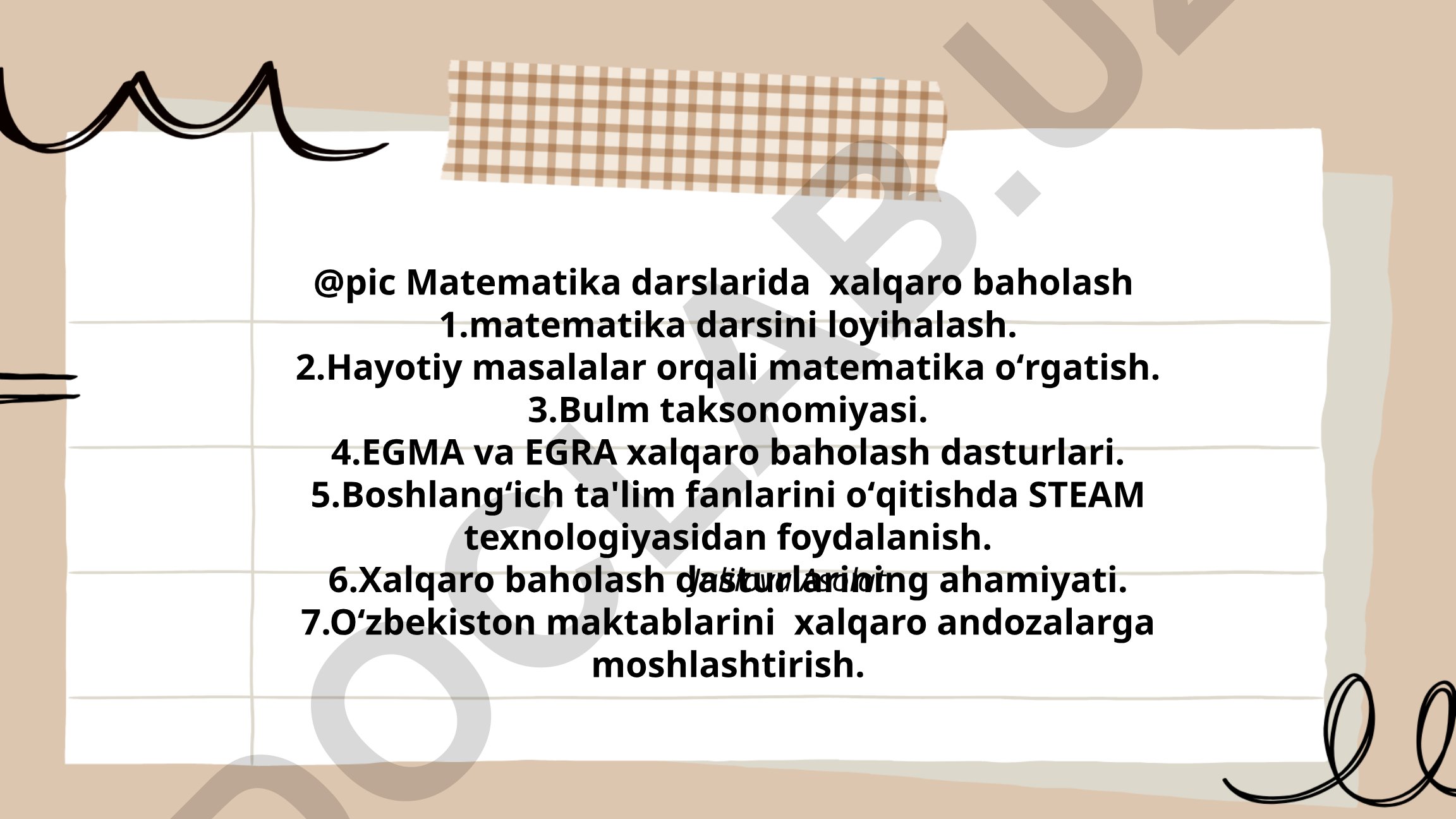 Matematika darslarida xalqaro baholash