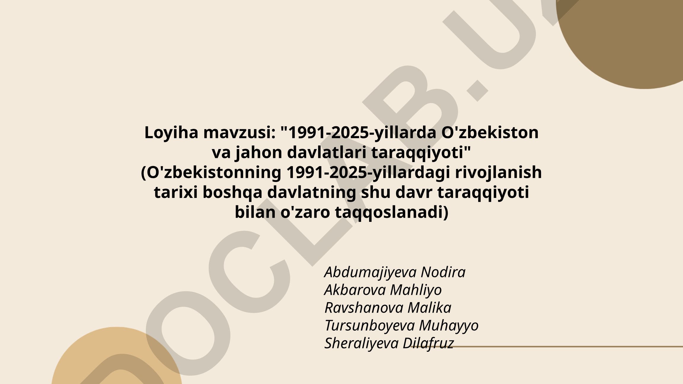 1991-2025-yillarda O'zbekiston va jahon davlatlari taraqqiyoti