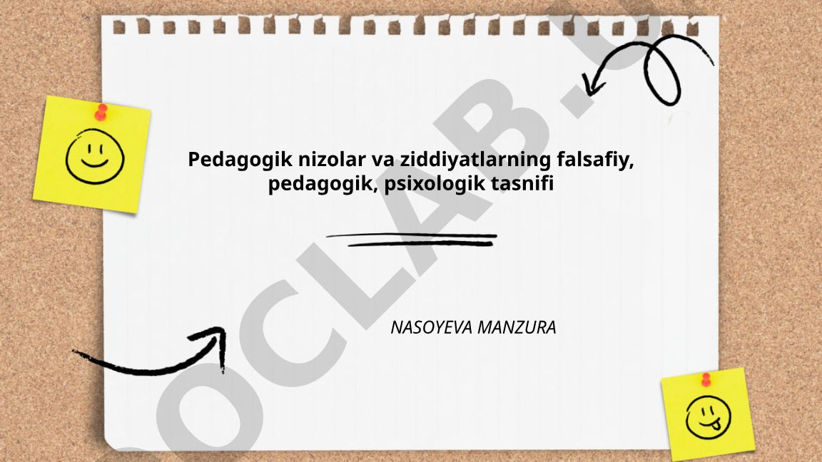 Pedagogik nizolar va ziddiyatlarning falsafiy, pedagogik, psixologik tasnifi