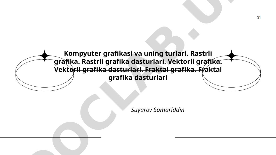 Kompyuter grafikasi va uning turlari