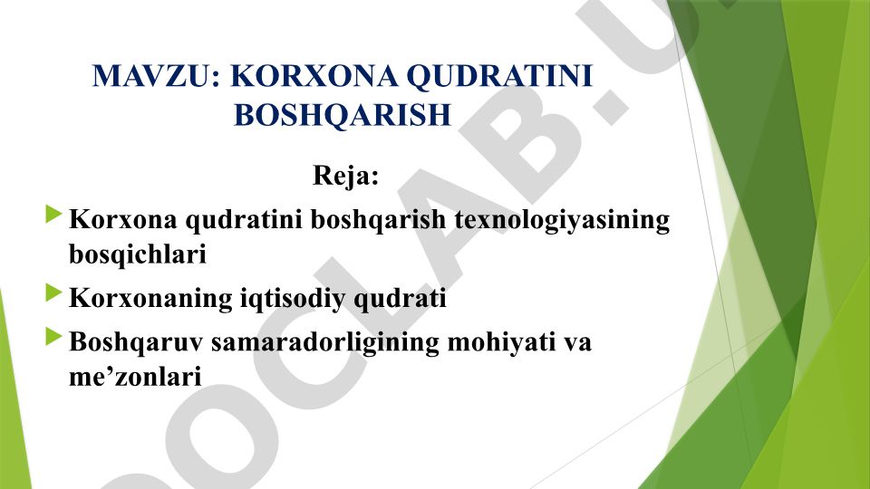 Korxona qudratini boshqarish