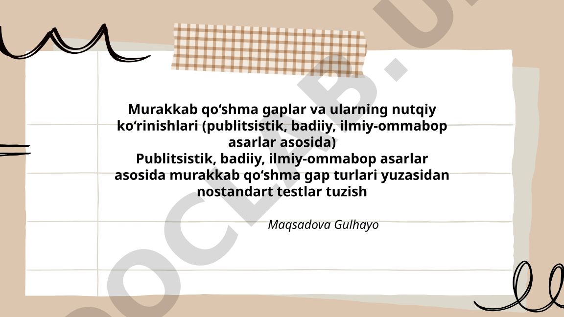 Murakkab qo'shma gaplar va ularning nutqiy ko'rinishlari