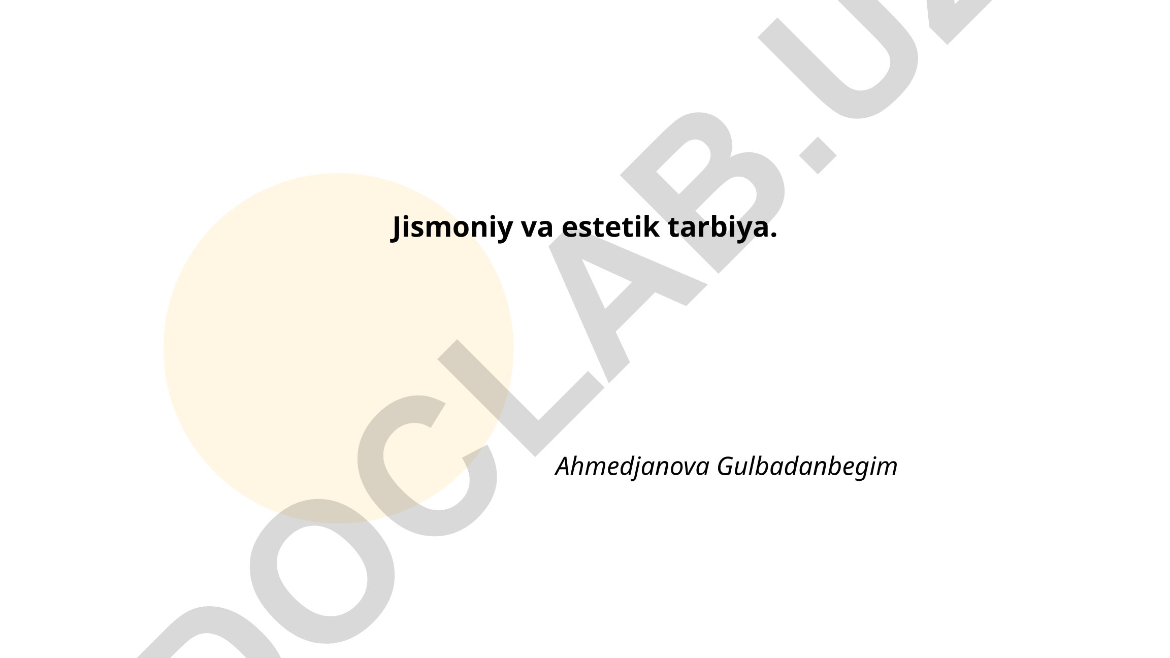 Jismoniy va estetik tarbiya