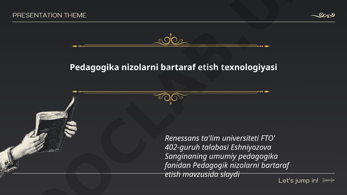 Pedagogik nizolarni bartaraf etish texnologiyalari