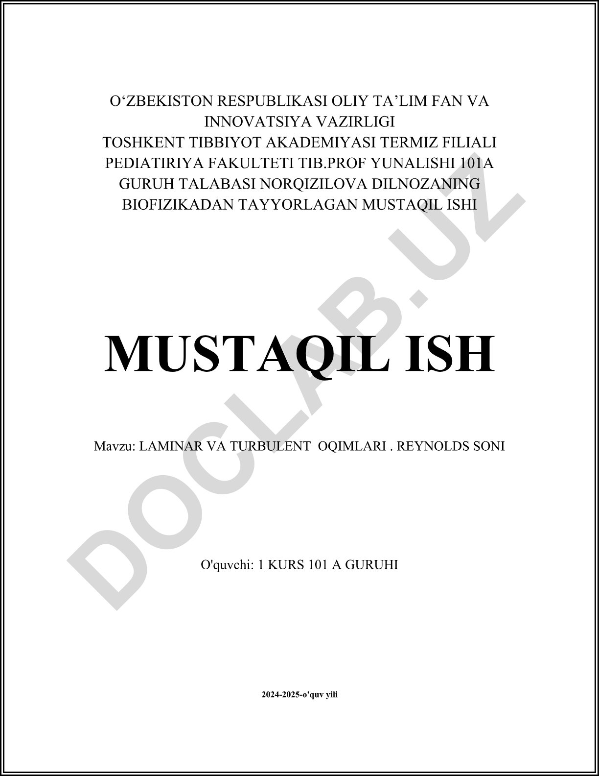 Laminar va turbulent oqimlari. Reynolds soni