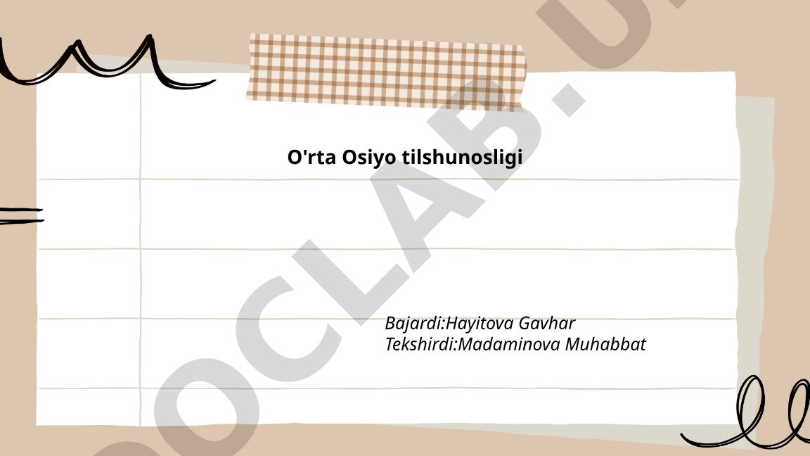 Oʻrta Osiyo turk tillarining tarixiy rivojlanishi va dialektologiyasi