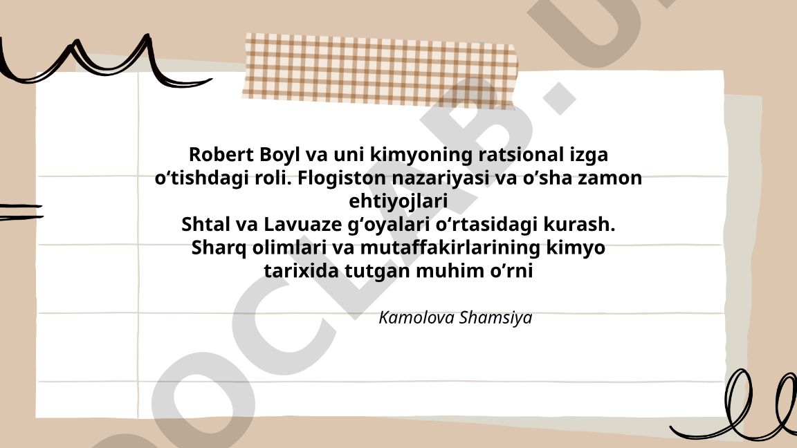 Robert Boyl va kimyoning ratsional izga o'tishi