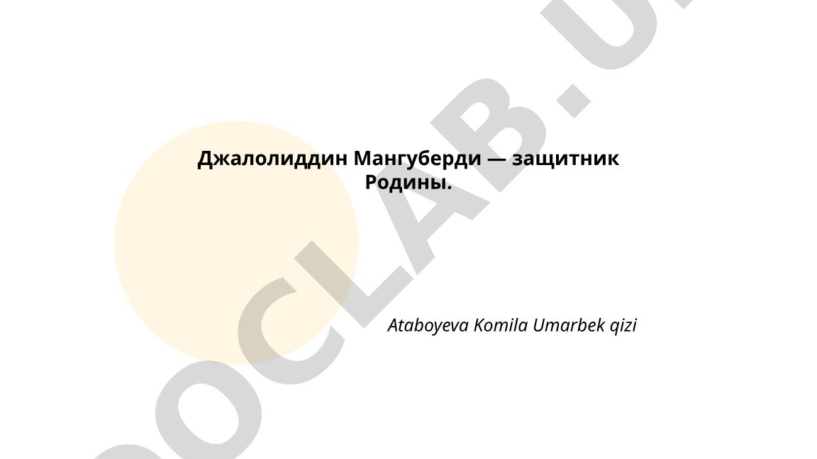 Джалолиддин Мангуберди — защитник Родины