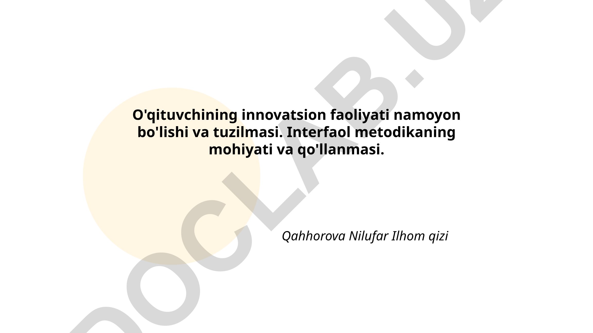 O'qituvchining innovatsion faoliyati va interfaol metodika