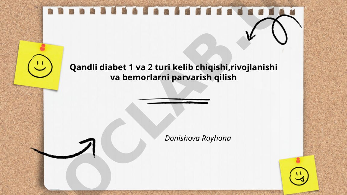 Qandli diabet 1 va 2 turi kelib chiqishi, rivojlanishi va bemorlarni parvarish qilish