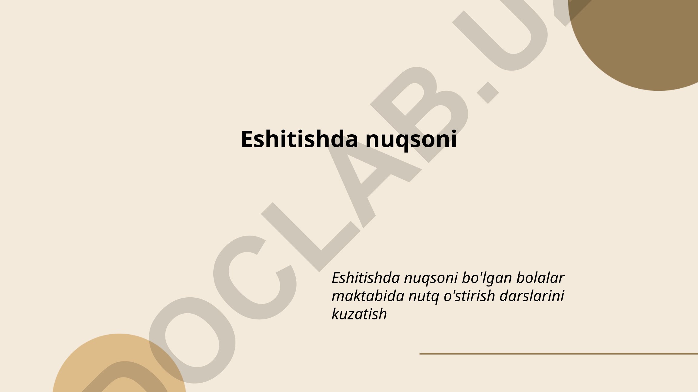 Eshitishda nuqsoni bo'lgan bolalar maktabida nutq o'stirish darslarini kuzatish