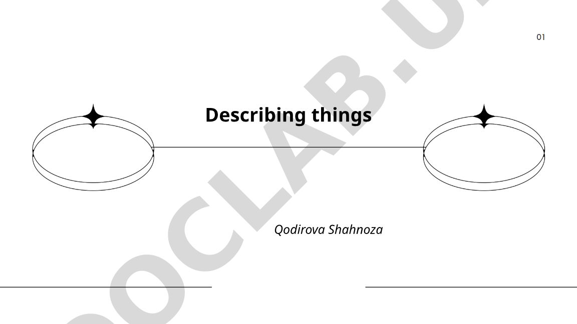 Narsalarni tasvirlash: o'lcham, shakl va rang