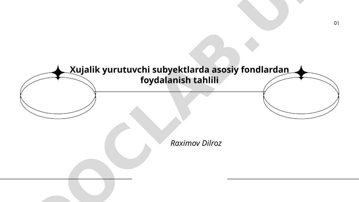 Xo'jalik yurutuvchi subyektlarda asosiy fondlardan foydalanish tahlili