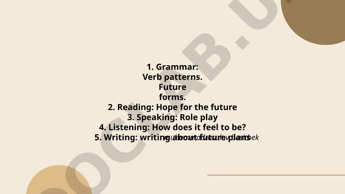 Grammar: Verb patterns and Future forms in English