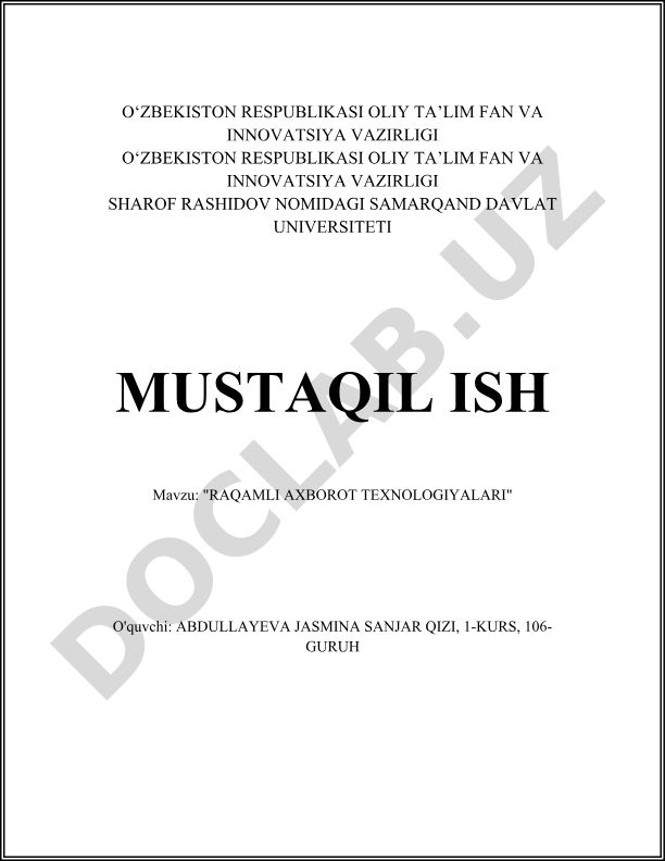 Raqamli axborot texnologiyalari