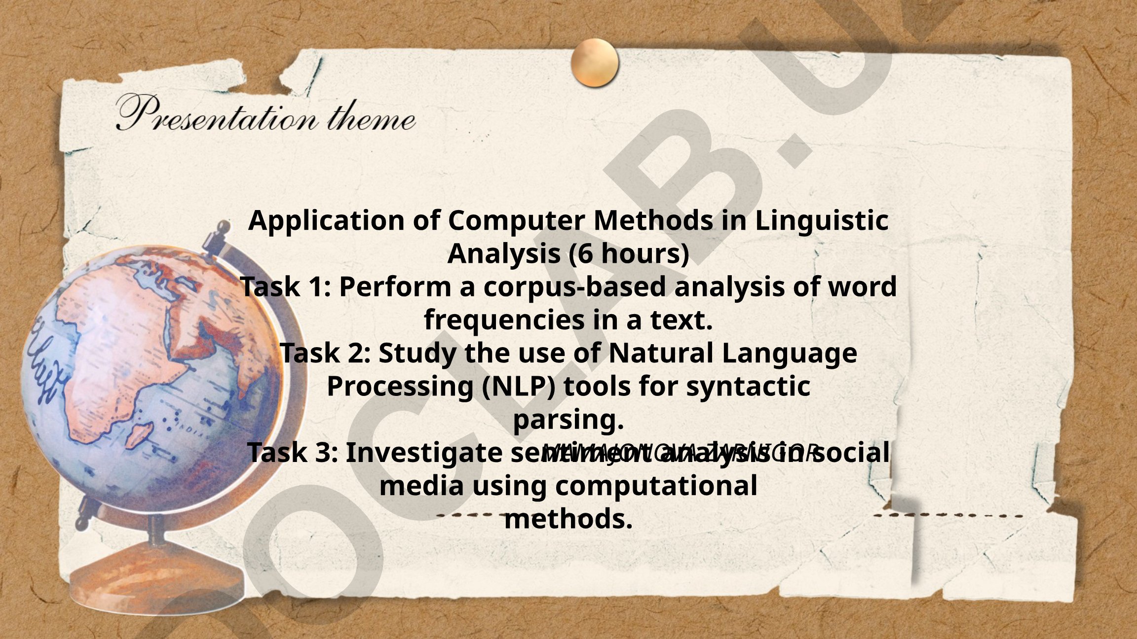 Application of Computer Methods in Linguistic Analysis