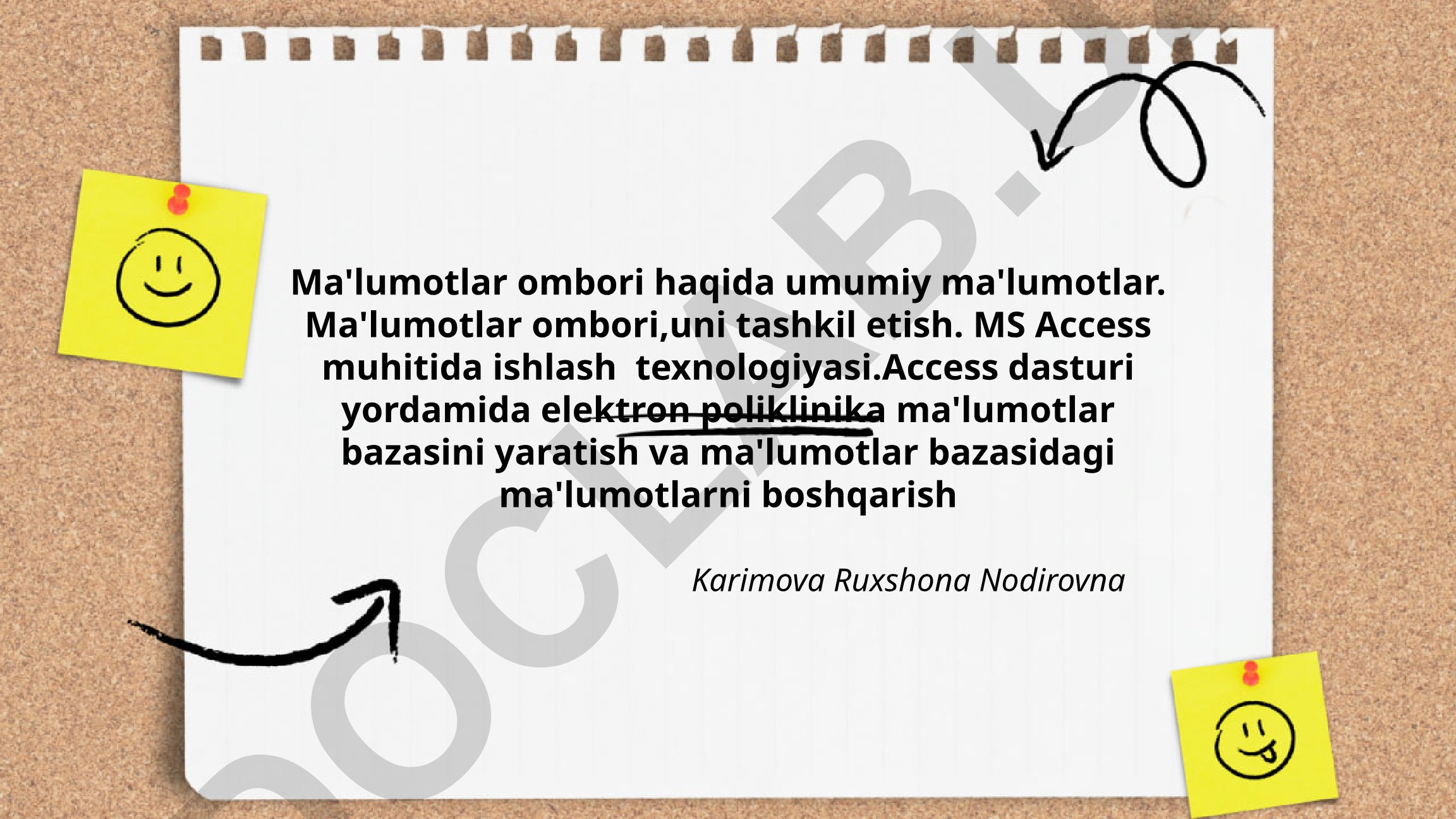Ma'lumotlar ombori va MS Access yordamida elektron poliklinika ma'lumotlar bazasini yaratish