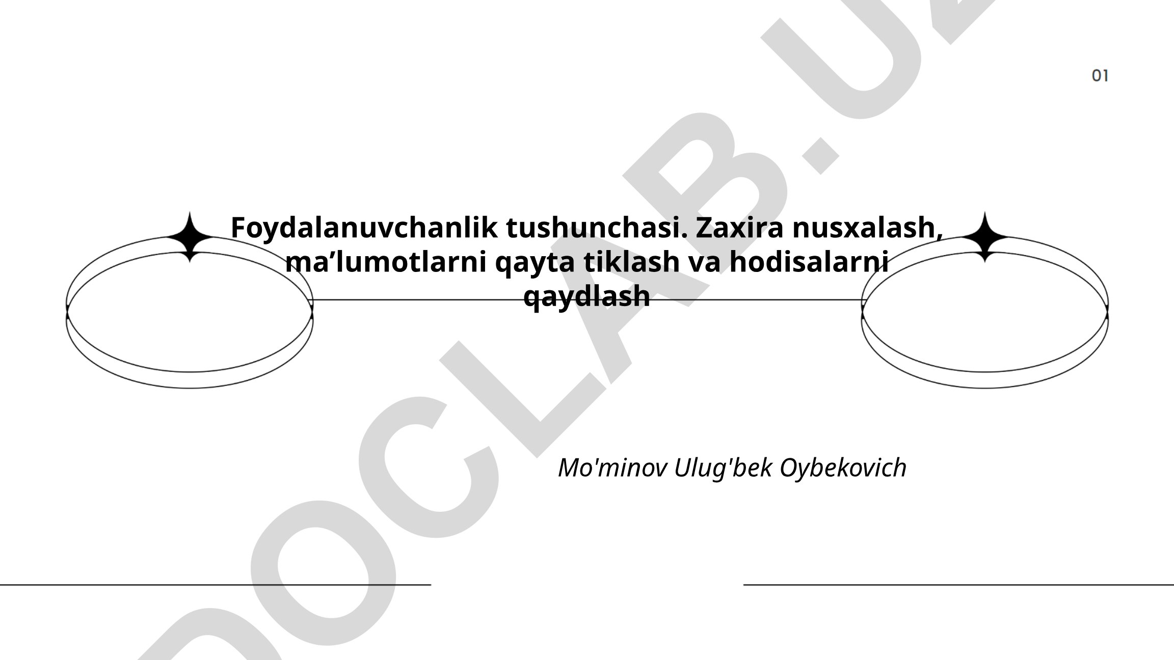 Foydalanuvchanlik tushunchasi va ma'lumotlarni qayta tiklash
