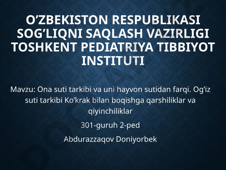 Ona suti tarkibi va uni hayvon sutidan farqi