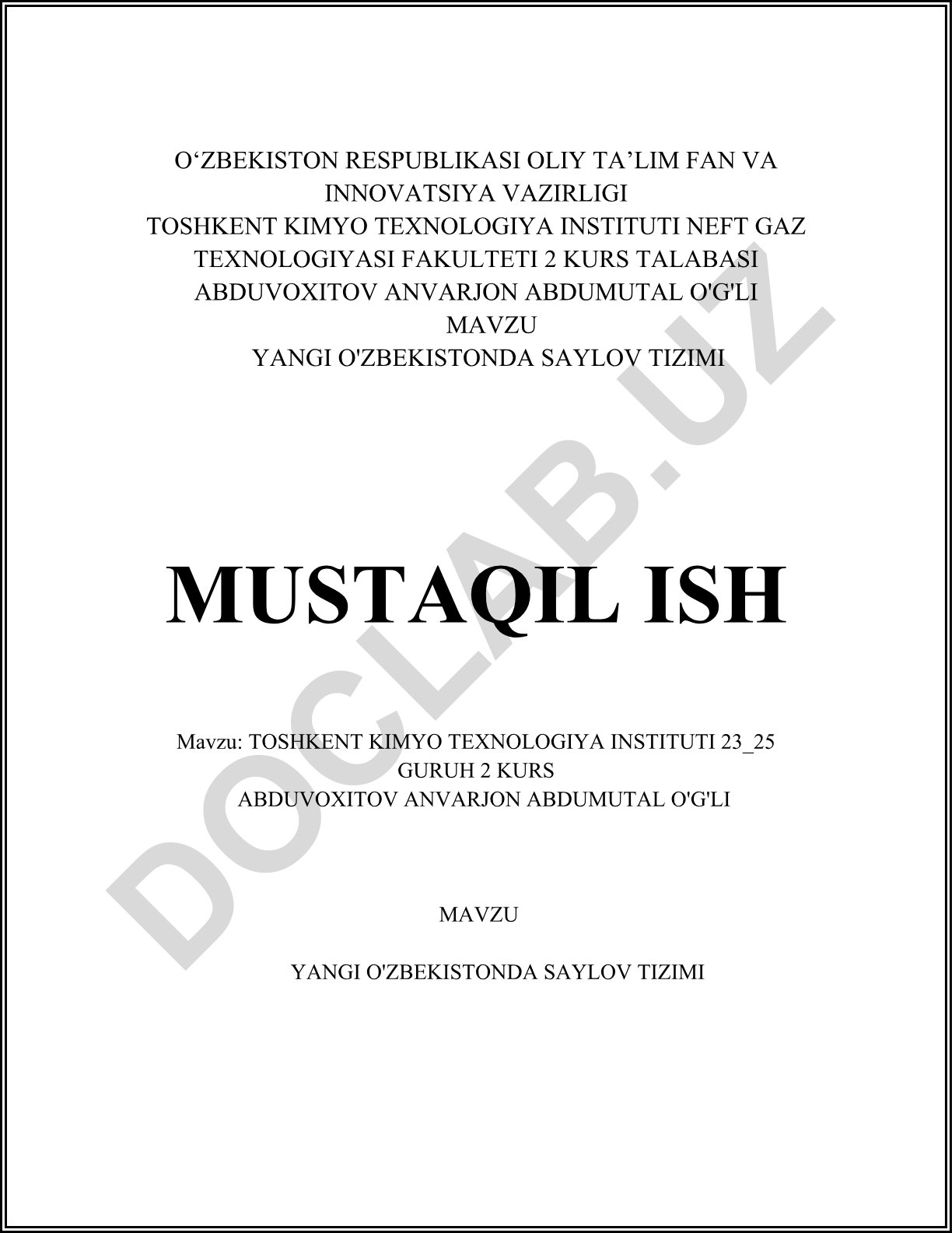 Yangi O'zbekistonda saylov tizimi