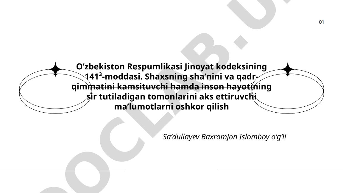 O'zbekiston Respublikasi Jinoyat kodeksining 141³-moddasi
