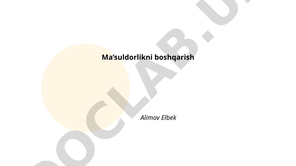 Ma'suldorlikni boshqarish nazariyasi va prinsiplari