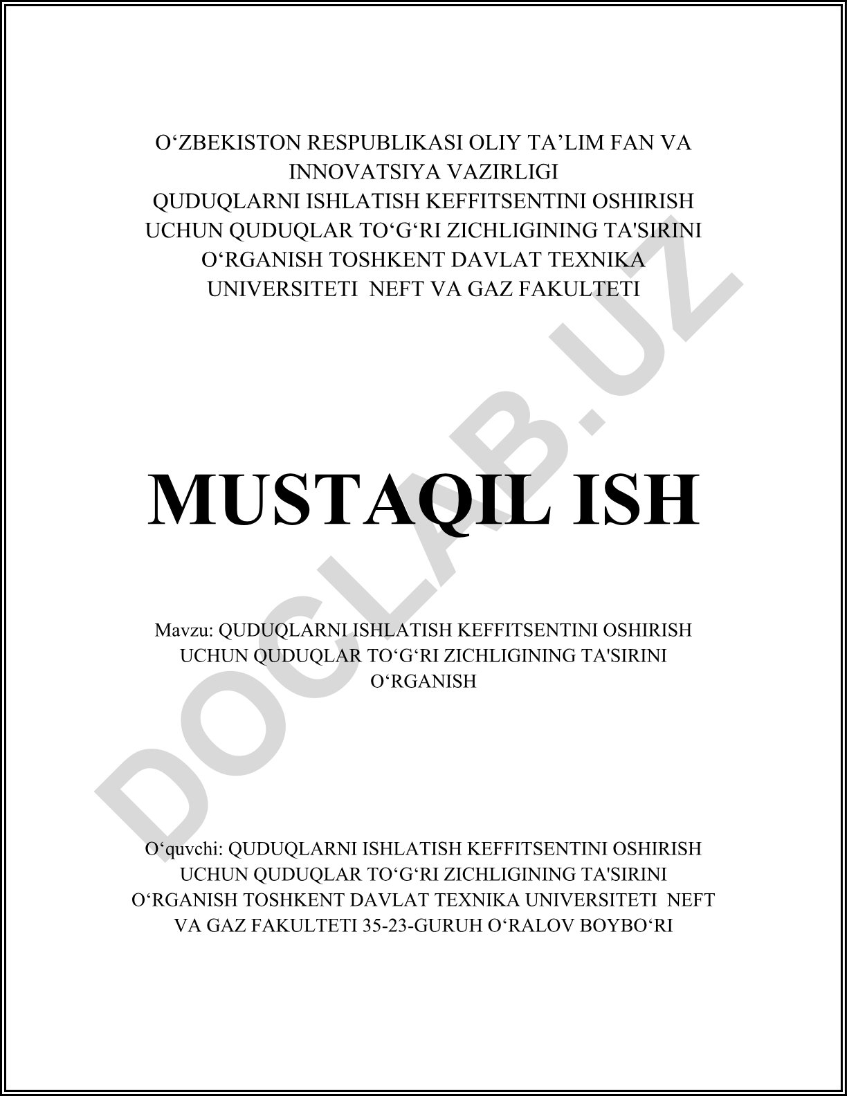 Quduqlarni ishlatish keffitsentini oshirish uchun quduqlar to'g'ri zichligining ta'sirini o'rganish
