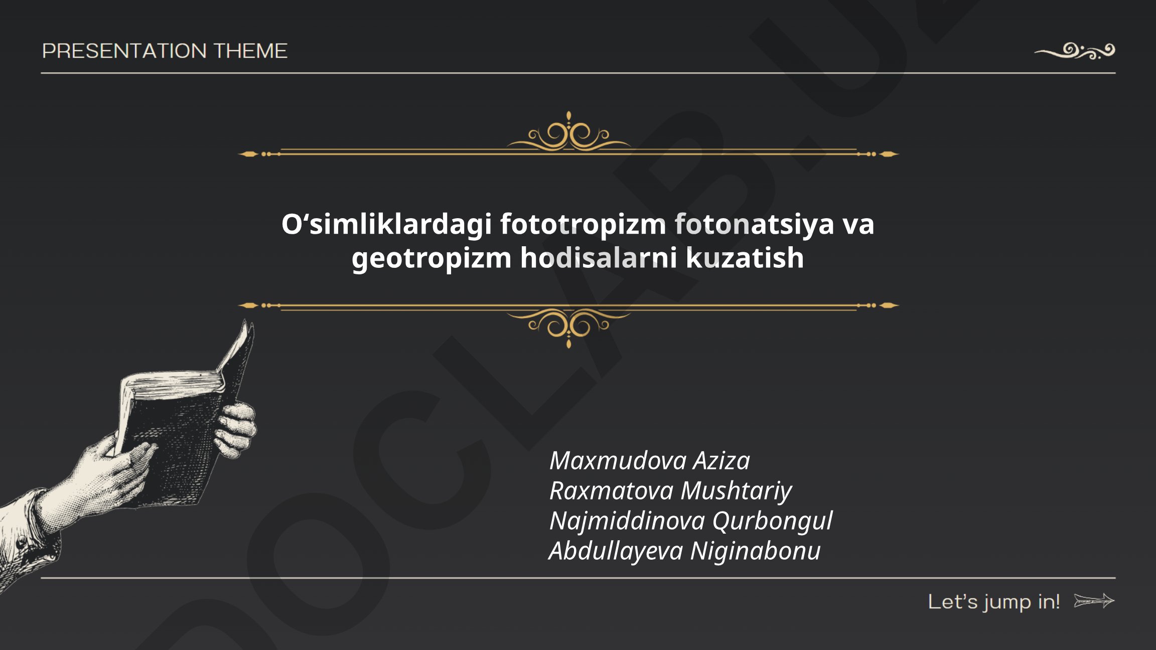 O'simliklardagi fototropizm, fotonatsiya va geotropizm hodisalarini kuzatish
