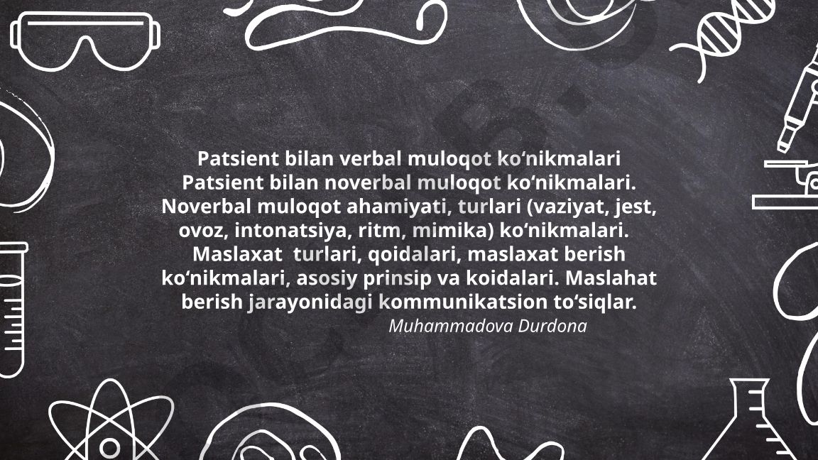 Patsient bilan verbal va noverbal muloqot ko'nikmalari
