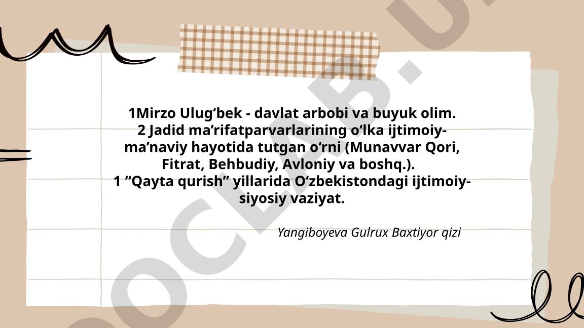Mirzo Ulug‘bek hayoti va astronomik yutuqlari