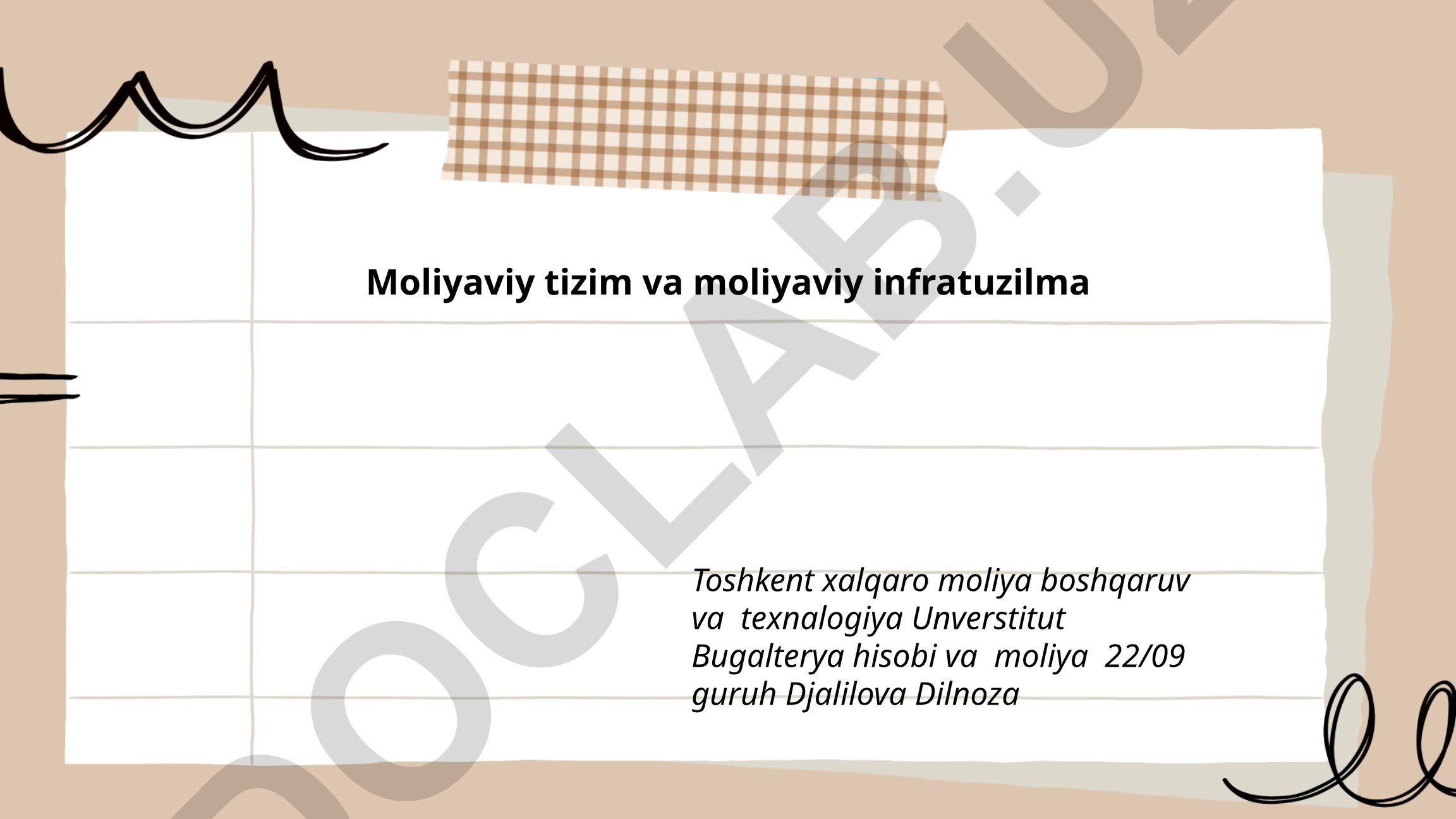 Moliyaviy tizim va moliyaviy infratuzilma