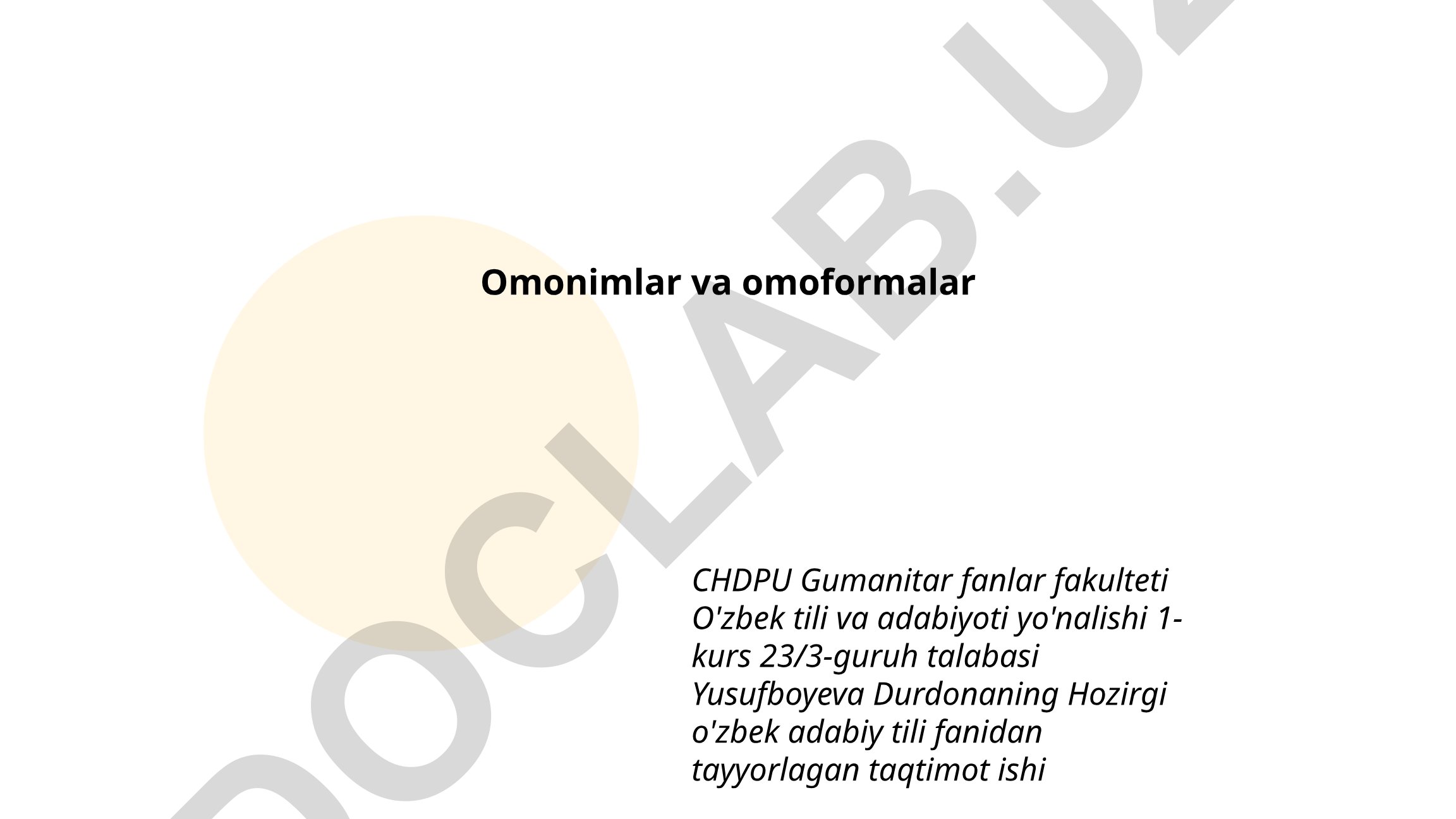 Omonimlar va omoformalar