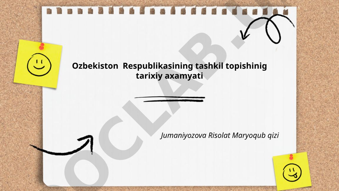 O'zbekiston Respublikasining mustaqil davlat sifatida tashkil topishining tarixiy ahamiyati