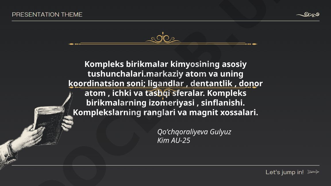 Kompleks birikmalar kimyosining asosiy tushunchalari