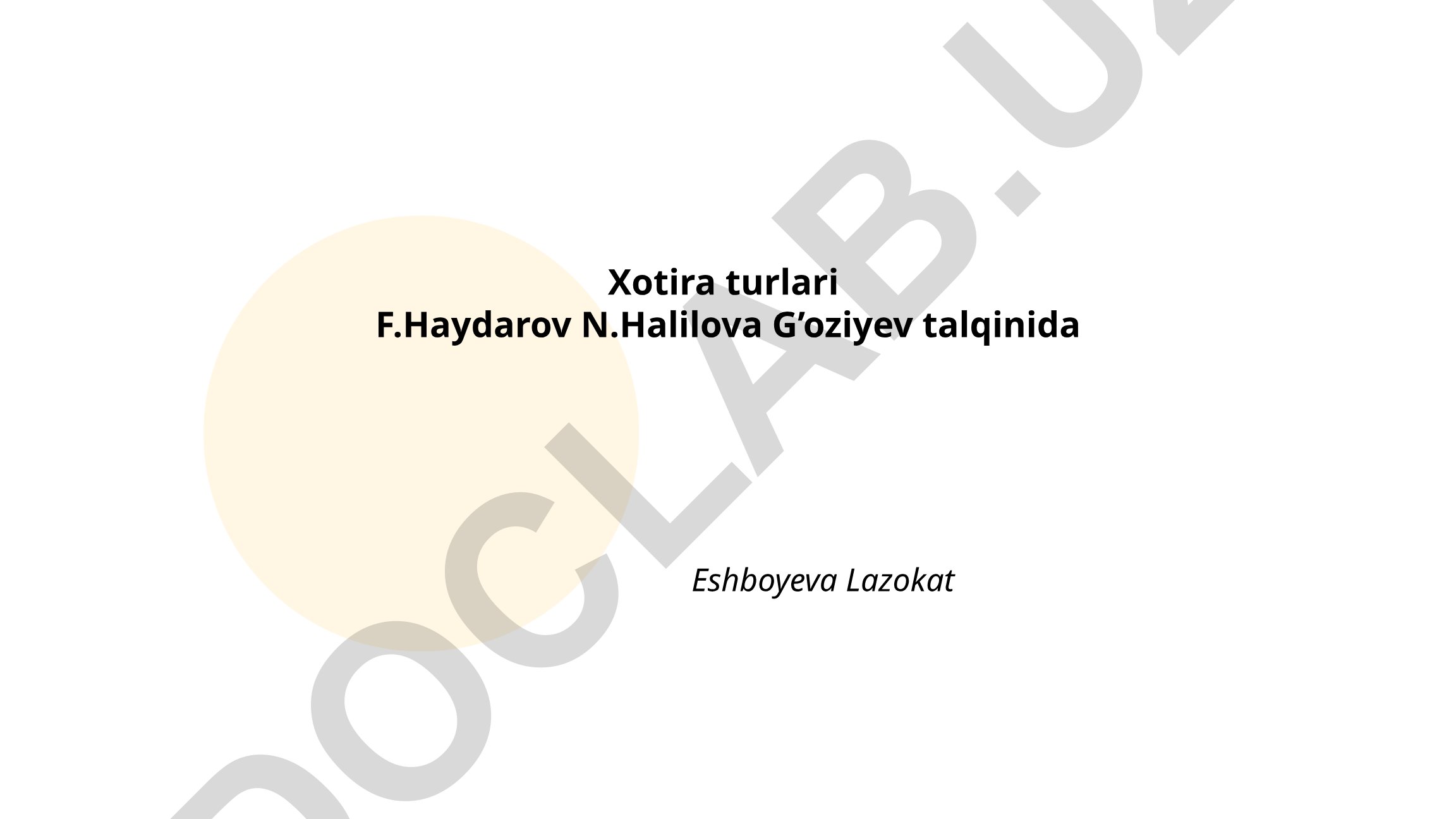 Xotira turlari va ularning ta'rifi