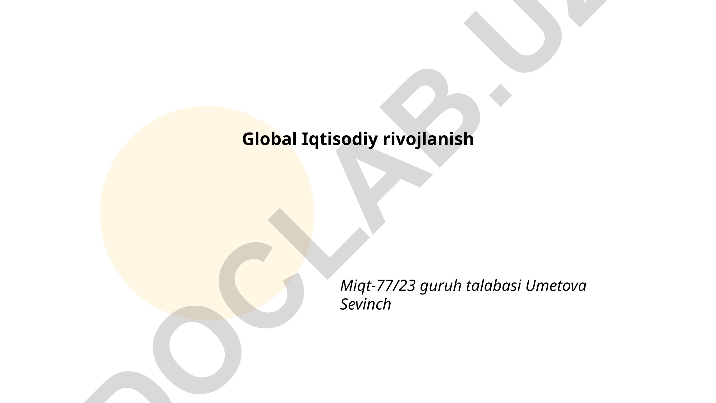 Global iqtisodiy rivojlanish