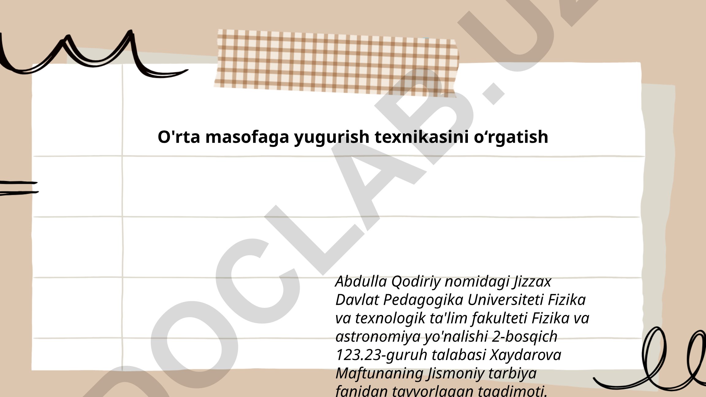 O'rta masofaga yugurish texnikasini o‘rgatish