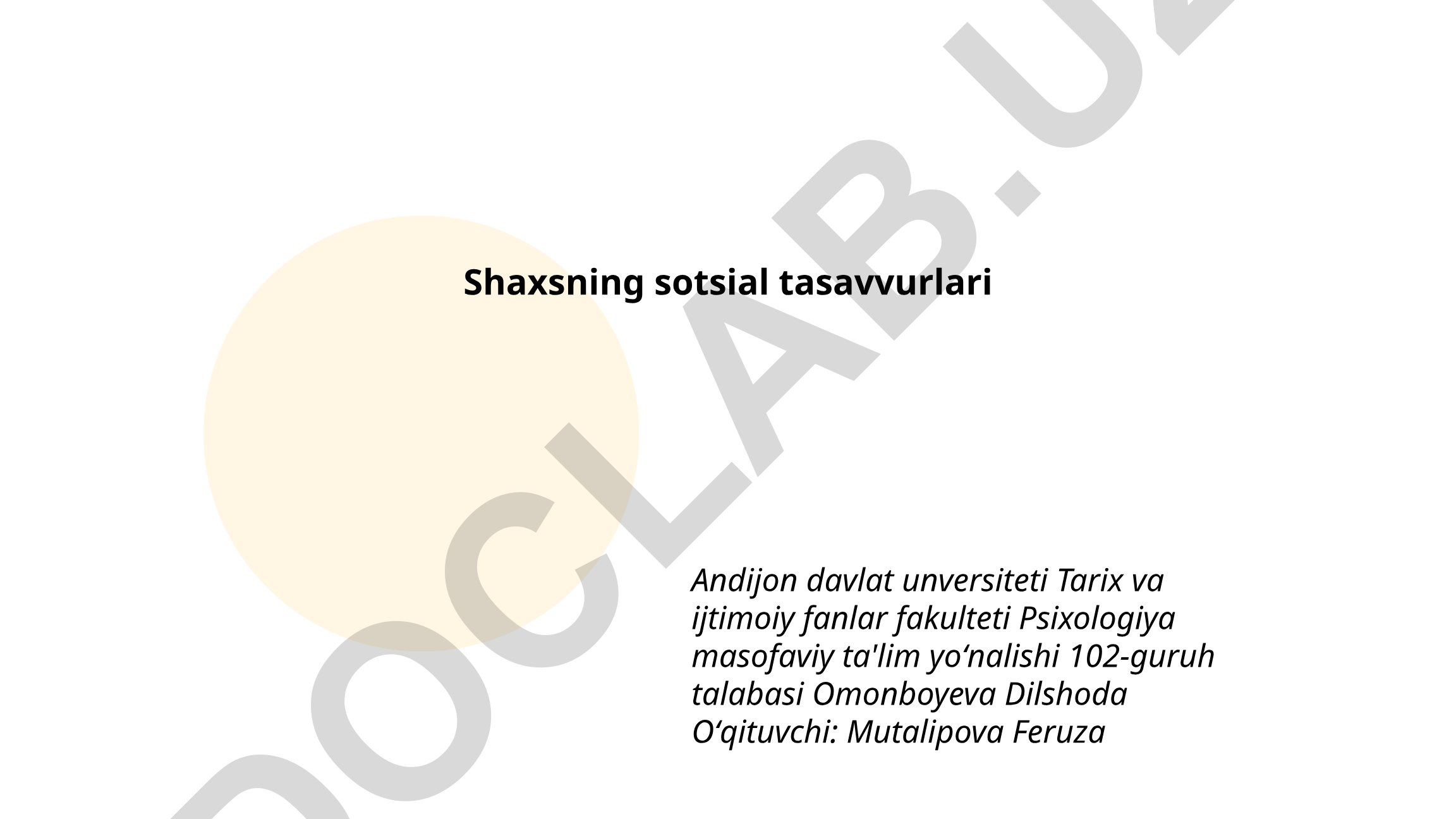 Shaxsning sotsial tasavvurlari