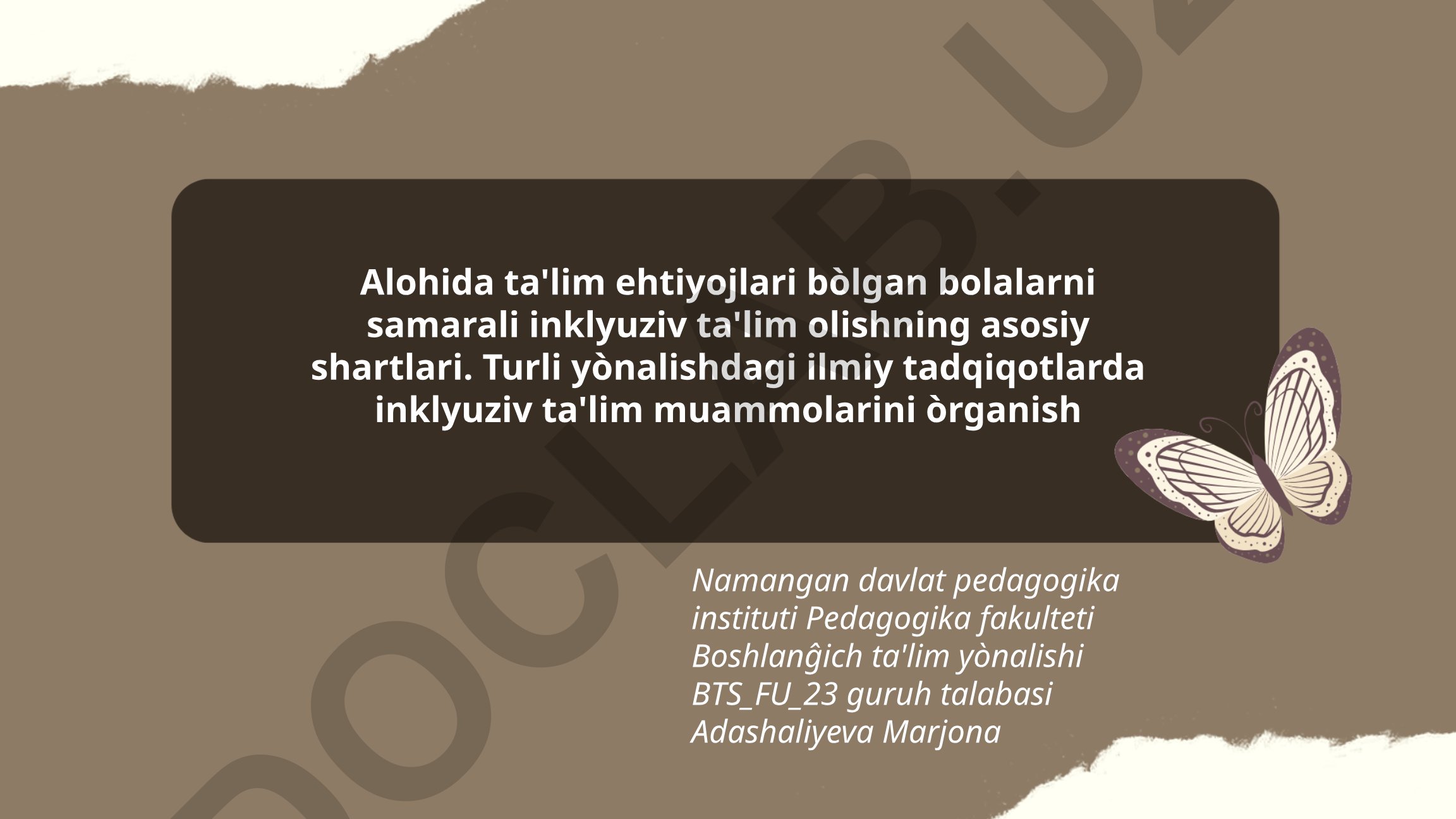Alohida ta'lim ehtiyojlari bo'lgan bolalarni samarali inklyuziv ta'lim olishning asosiy shartlari