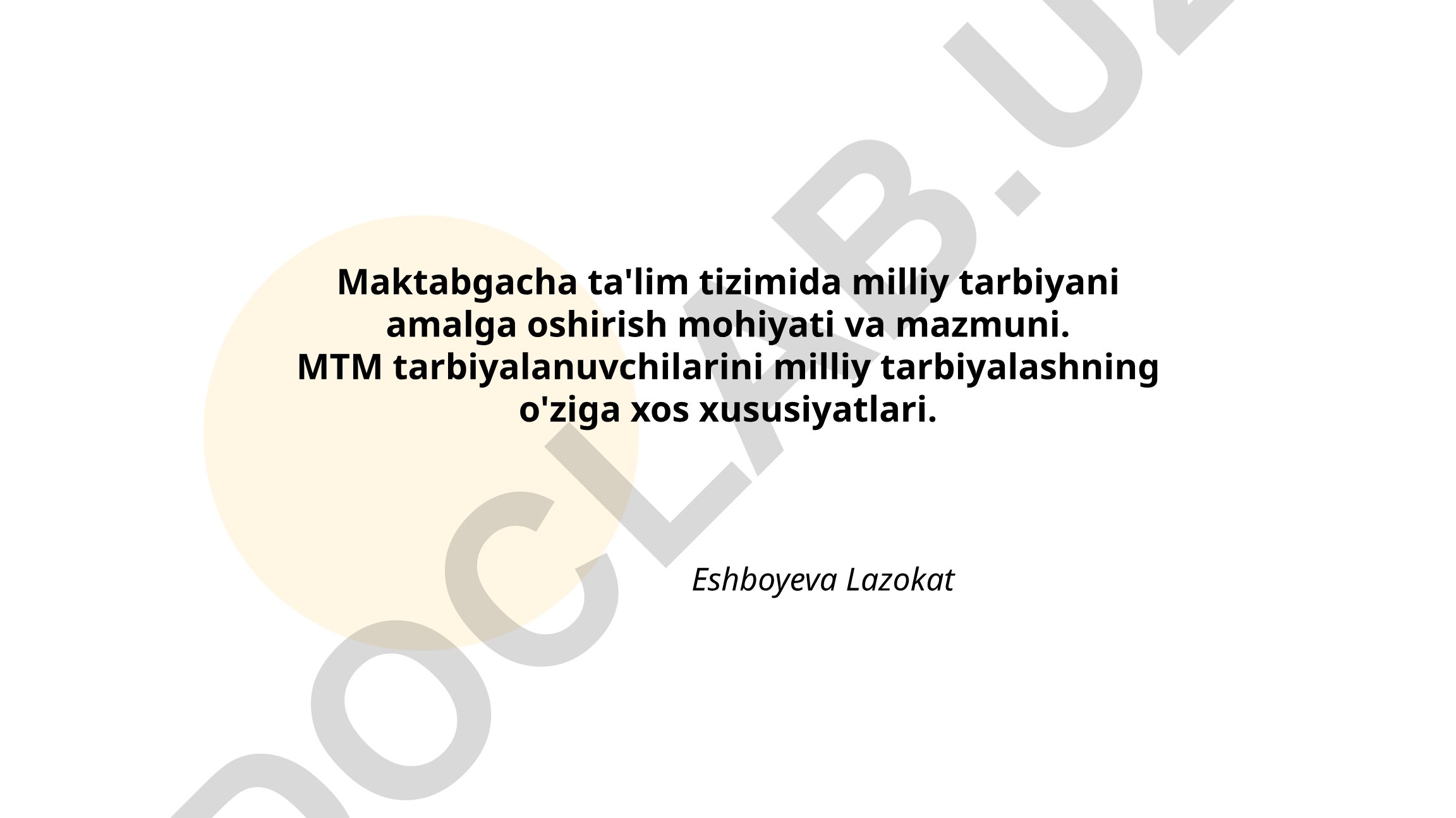 Maktabgacha ta'lim tizimida milliy tarbiyani amalga oshirish mohiyati va mazmuni